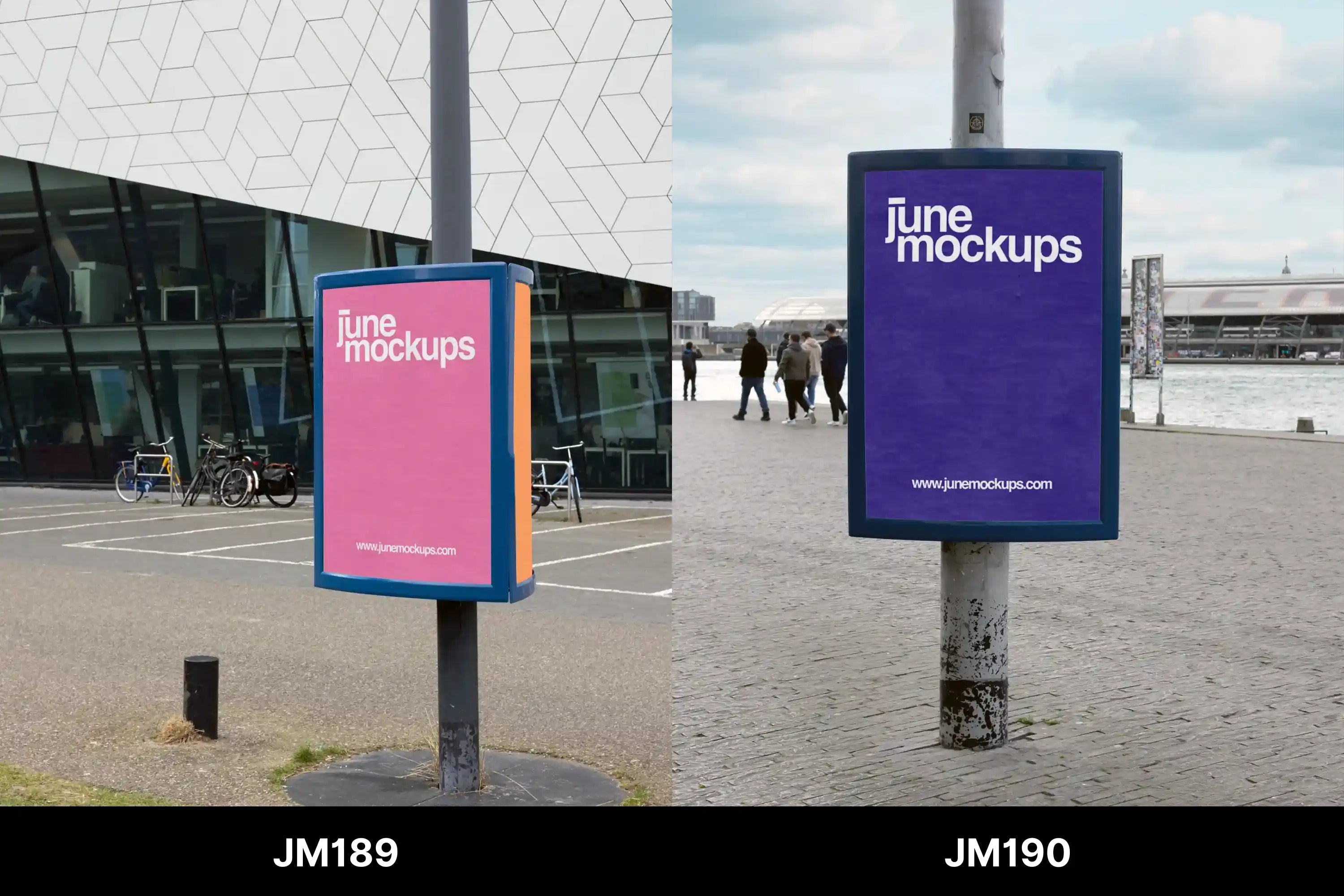A modern city poster frame with a pink poster near a building facade – ideal for showing realistic outdoor advertising. Upload your design and we’ll create the final image for you.